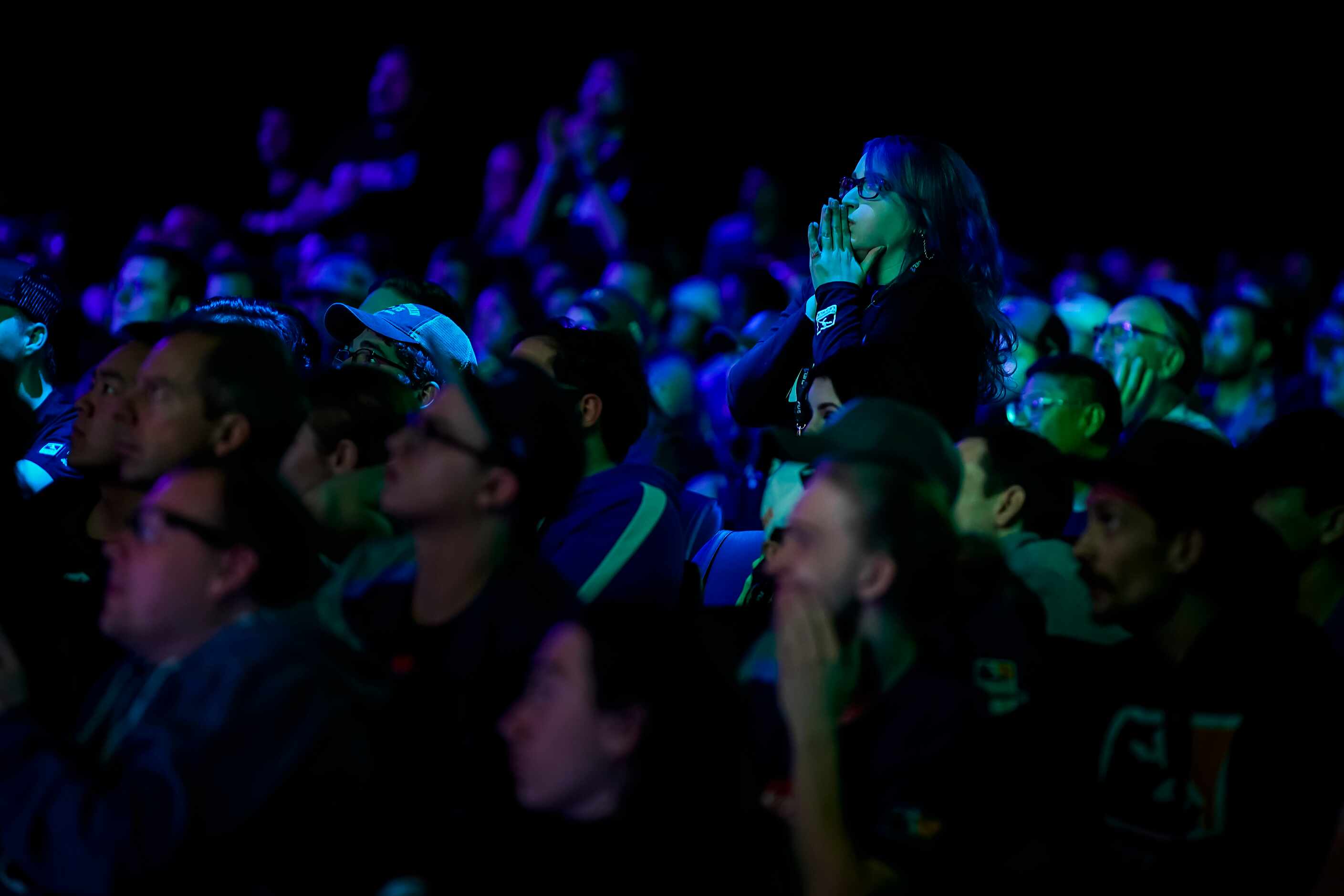 Fans watch as the Dallas Fuel take on the he Los Angeles Valiant during a Overwatch League...