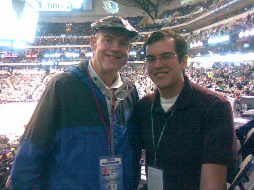 Ted Emrich (right), local broadcaster, with his dad Roger.