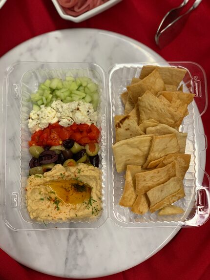 Mediterranean hummus with pita chips - Vegetarian option at Market 469.