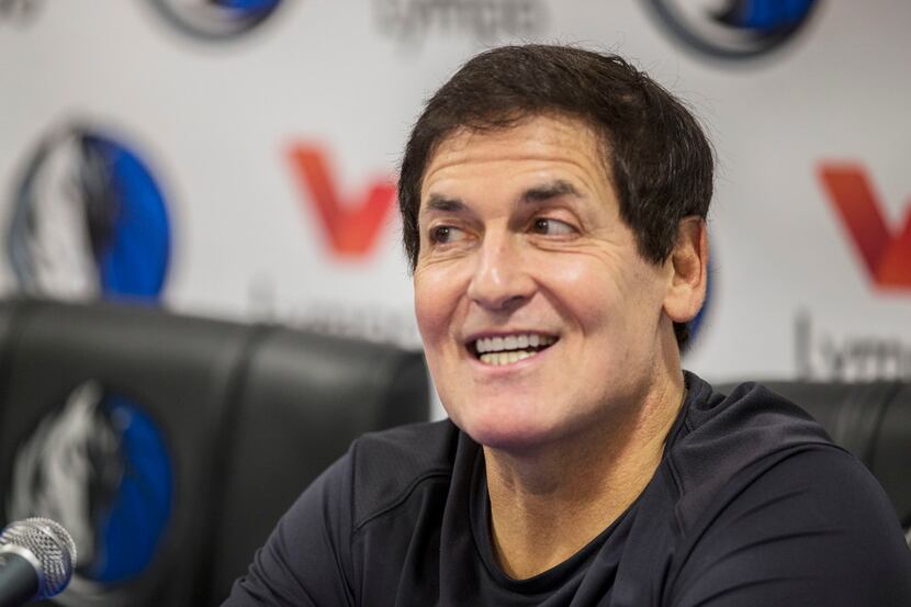 Mark Cuban, owner of the Dallas Mavericks, speaks during a media conference at the Mavericks...