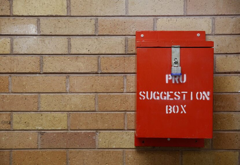 A suggestion box in the lobby of the forensic ward at the Terrell State Hospital in Terrell....