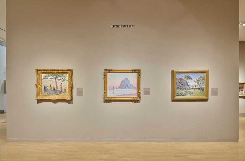 Paul Signac's Mont-Saint-Michel, Setting Sun (center), an 1897 oil-on-canvas work, is among...