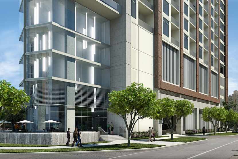  The 15-story apartment tower is planned at Carlisle and Vine streets in Uptown. (GDA)