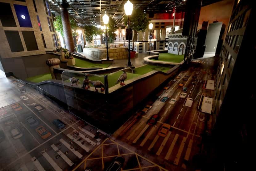 A hole in the Rooftop room at Puttery, a new indoor mini golf and entertainment concept in...