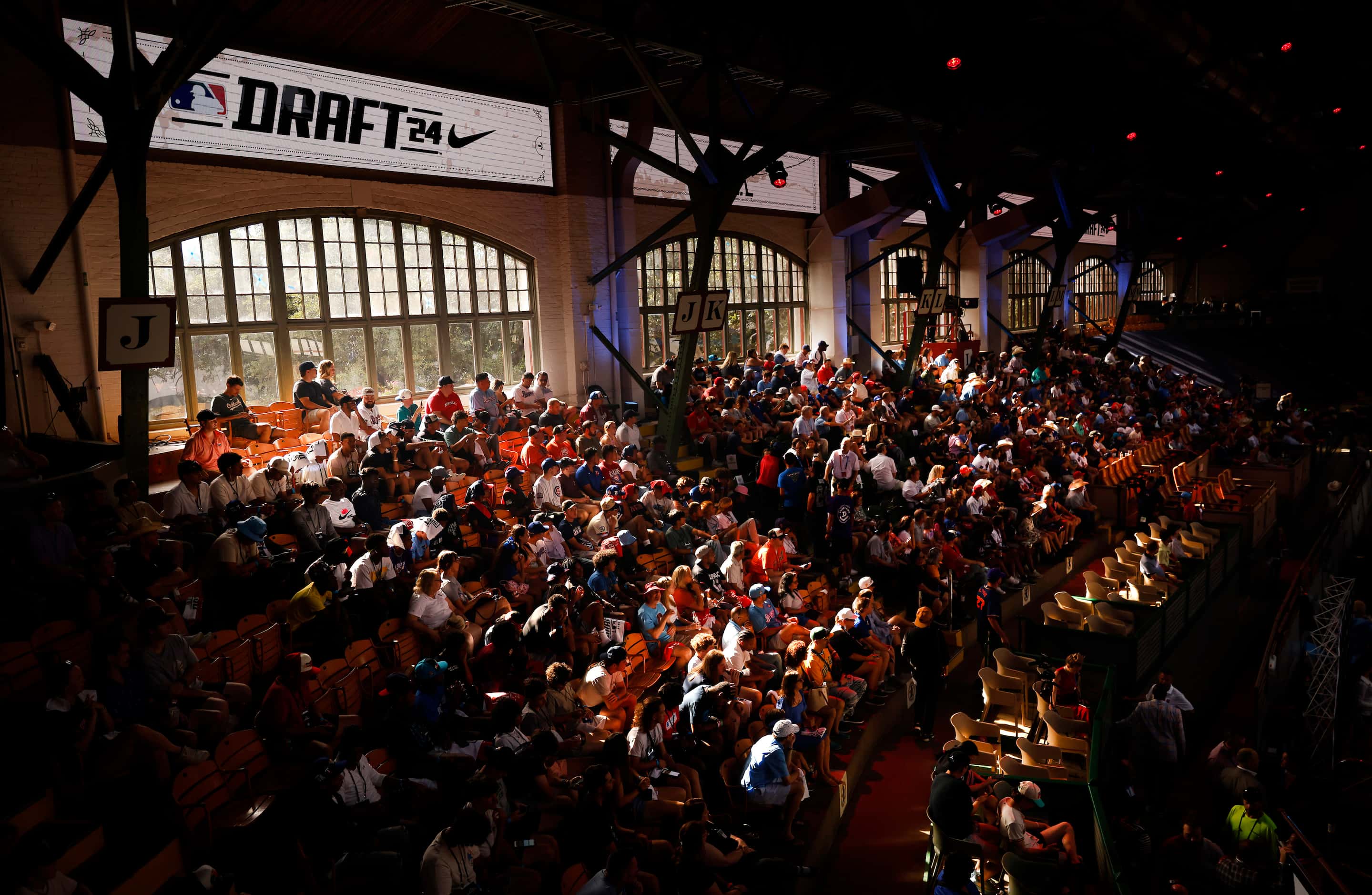 Fans fill the stands for Day 1 of the MLB Draft at the Cowtown Coliseum in Fort Worth, July...