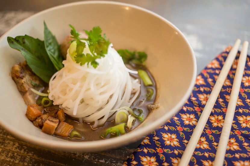 Boat Noodles, a rice noodle dish with pork blood broth, was photographed in 2019.