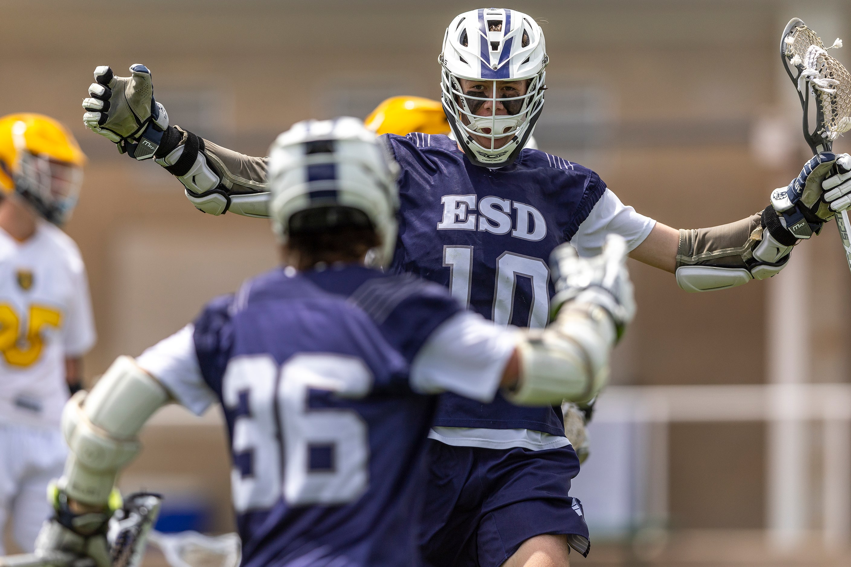 Episcopal School of Dallas’ Sean Browne (10) celebrates a goal by Jack Whitham (36) against...