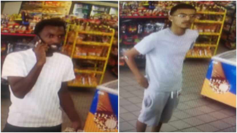 Dallas police believe the two men pictured above stole more than $3,000 worth of gas from a...