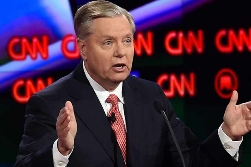 South Carolina Sen. Lindsey Graham, seen here speaking during the first of two Republican...
