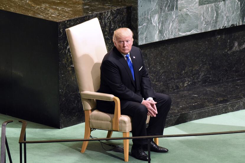 President Donald Trump addresses world leaders at the U.N. General Assembly in New York on...