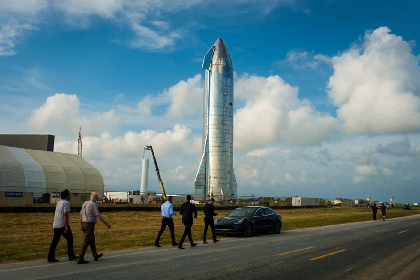 Guests arrive to see SpaceX CEO Elon Musk presented a prototype of the Starship spacecraft...