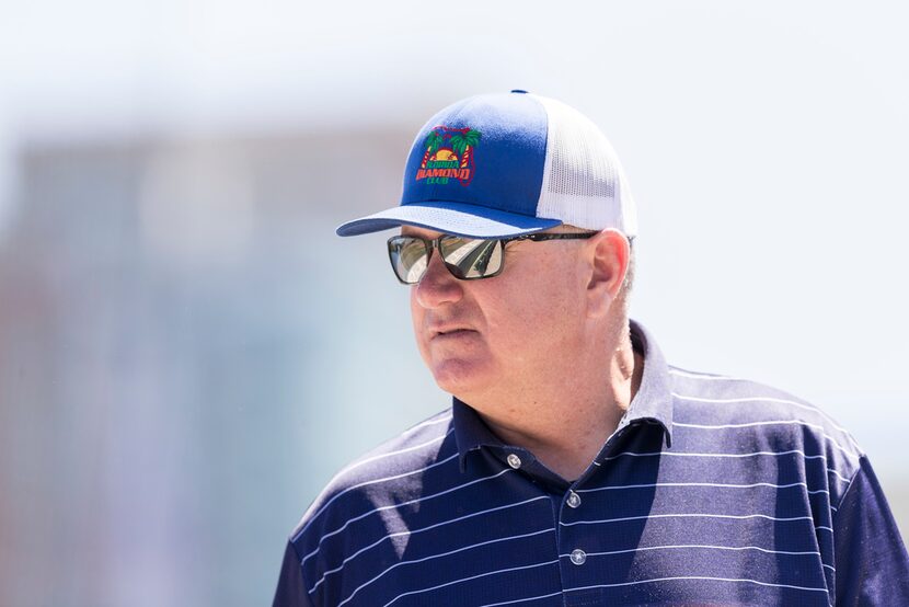 Texas Rangers Senior Director of Amateur Scouting Kipp Fagg looks on during an NCAA baseball...