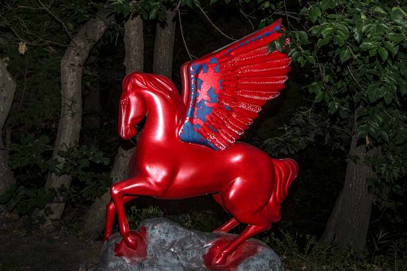 A pegasus statue owned by Don and Barbara Daseke at their home in Dallas on July 11, 2018.