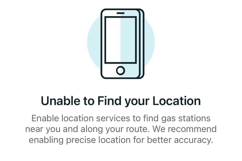 This is the screen you'll see if you disable location services for Gas Buddy. You can enter...