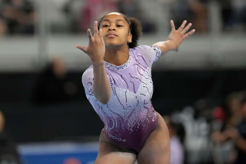 Skye Blakely competes on the floor during the U.S. Gymnastics Championships, Friday, May 31,...