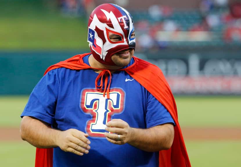 El Nacho Ranger has been a fixture at Texas Rangers games for 13 years. He wears a Rangers...