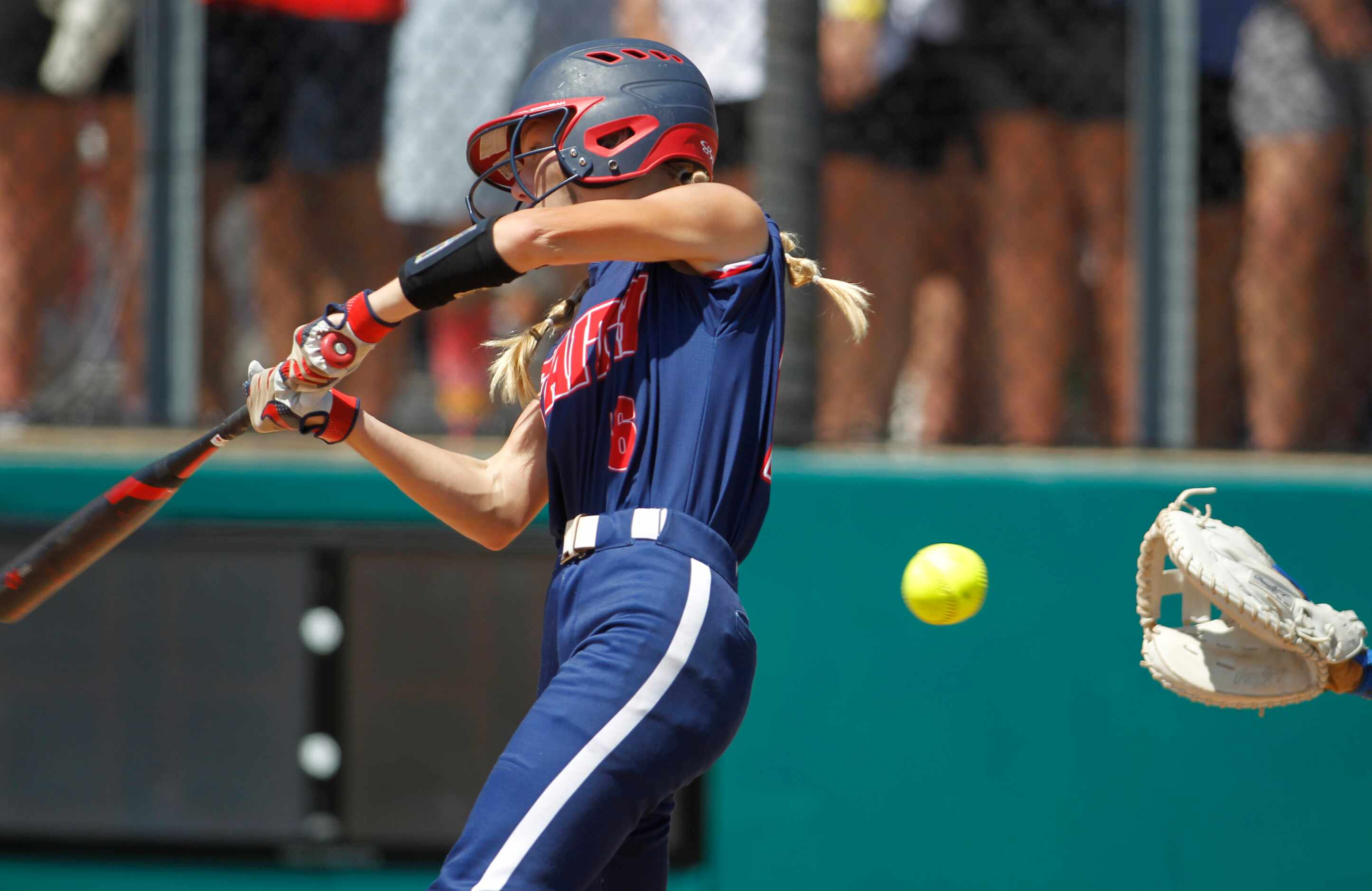 Grapevine Faith Christian shortstop Anacapri Ciccone (6) swings at a pitch during the top of...