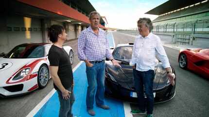 From right: Richard Hammond, Jeremy Clarkson and James May.