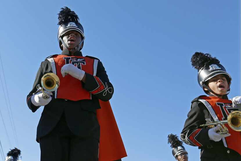 Members of the Lancaster High School Marching Band perform during the annual MLK Day parade...