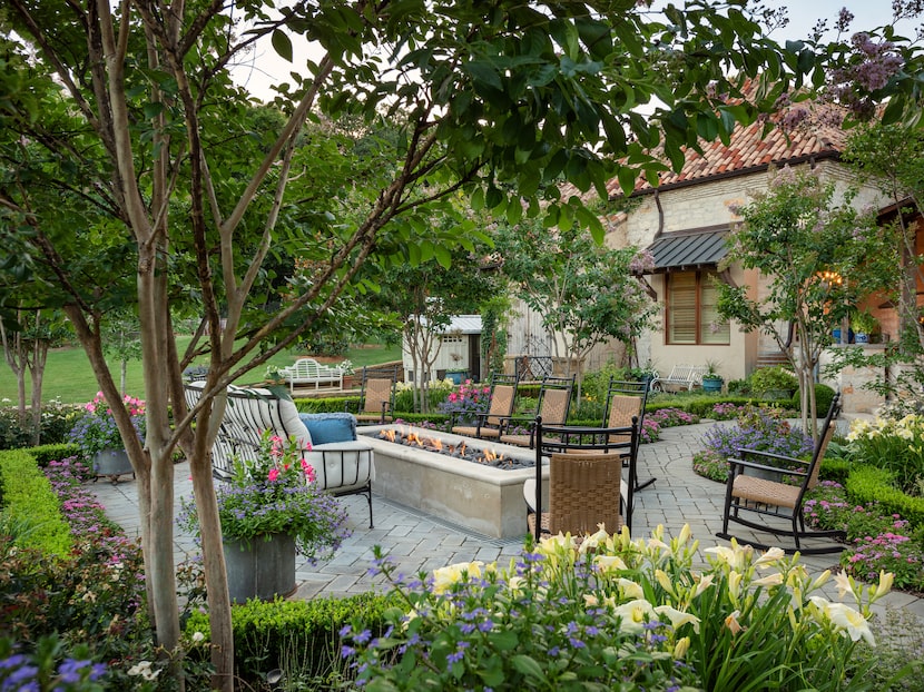 Flower garden, seating area, fire pit