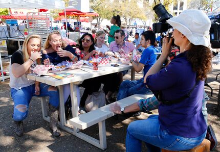 Heidi Hall, (from left) Sera Hall, Hazel Clendening, Katie Misch and Ryan Misch taste test...