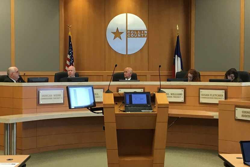Collin County Judge Keith Self (center) and other members of the Commissioners Court met in...