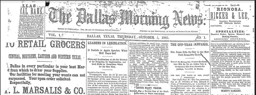 October 1, 1885- Front page