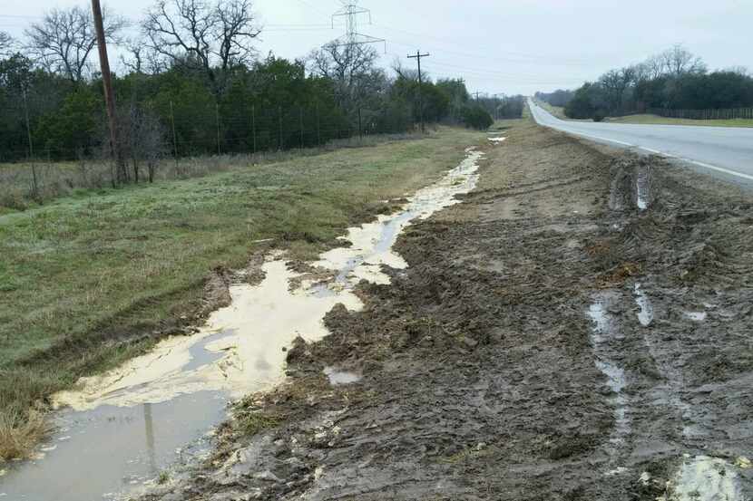  Cooking oil dumped in a drainage ditch in Parker County. (Courtesy, Parker County Sheriff's...