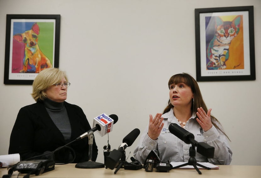 Jody Jones (left), director of Dallas Animal Services, and Dr. Cate McManus, director of...