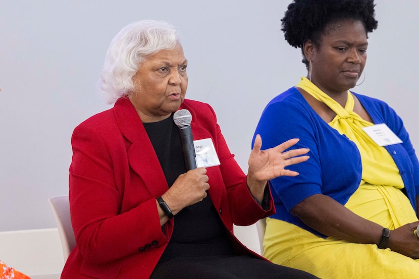 Anga Sanders, founder and CEO of FEED Oak Cliff, speaks during United Way of Metropolitan...