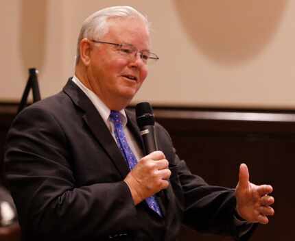 Rep.  Joe Barton, R-Arlington, spoke at a town hall meeting at Mansfield City Hall in April...