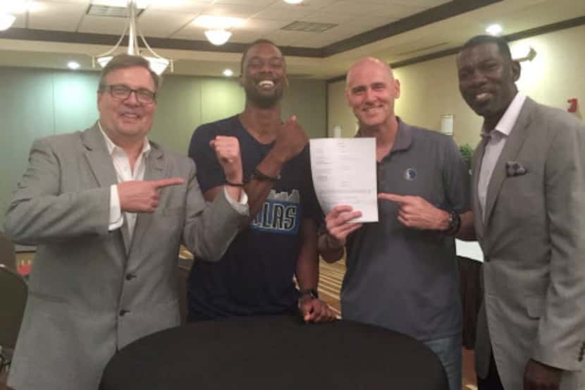 Donnie Nelson, Harrison Barnes, Rick Carlisle and Michael Finley   photo from Mark Cuban's...