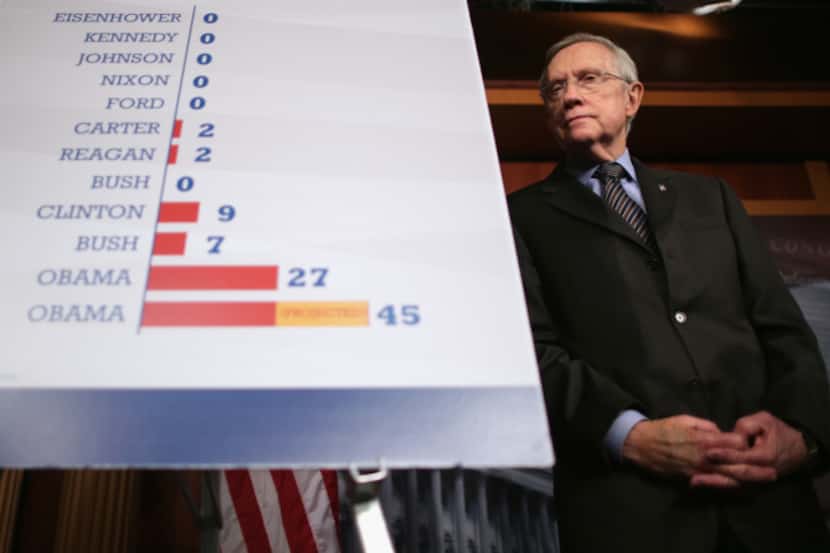 Senate Majority Leader Harry Reid, D-N.V., talked about the use of the "nuclear option" at...