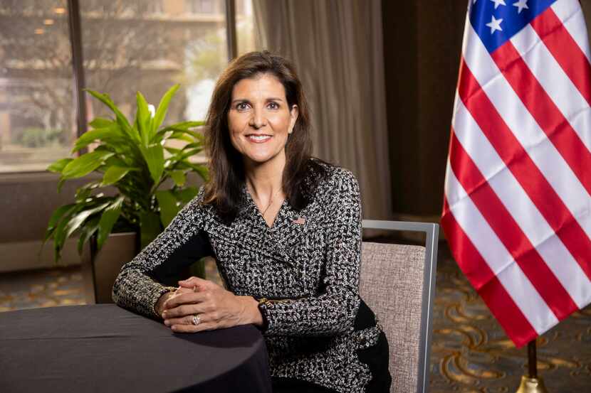Republican presidential candidate Nikki Haley poses for a photo at the Fairmont Dallas hotel...