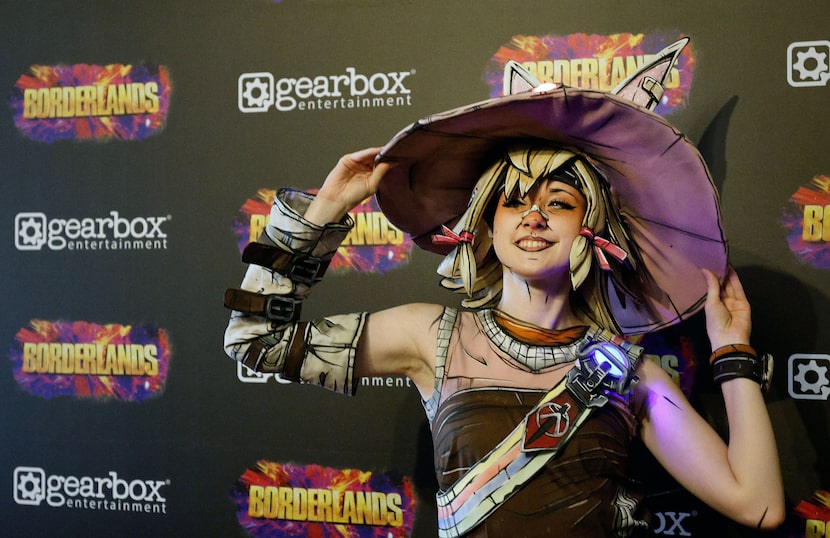 Cosplayer Casey Sanders poses for a photo during the advance screening of "Borderlands" at...