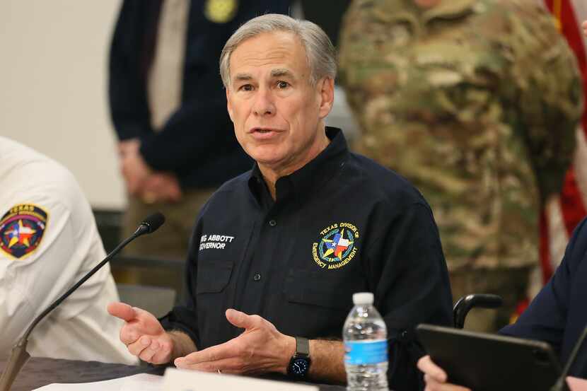 Gov. Greg Abbott holds a press conference about severe winter weather along with...
