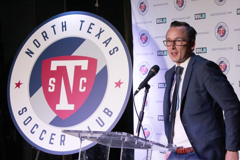 December 6, 2018 (Dallas, TX) - North Texas Soccer Club GM Matt Denny speaks at an unveiling...