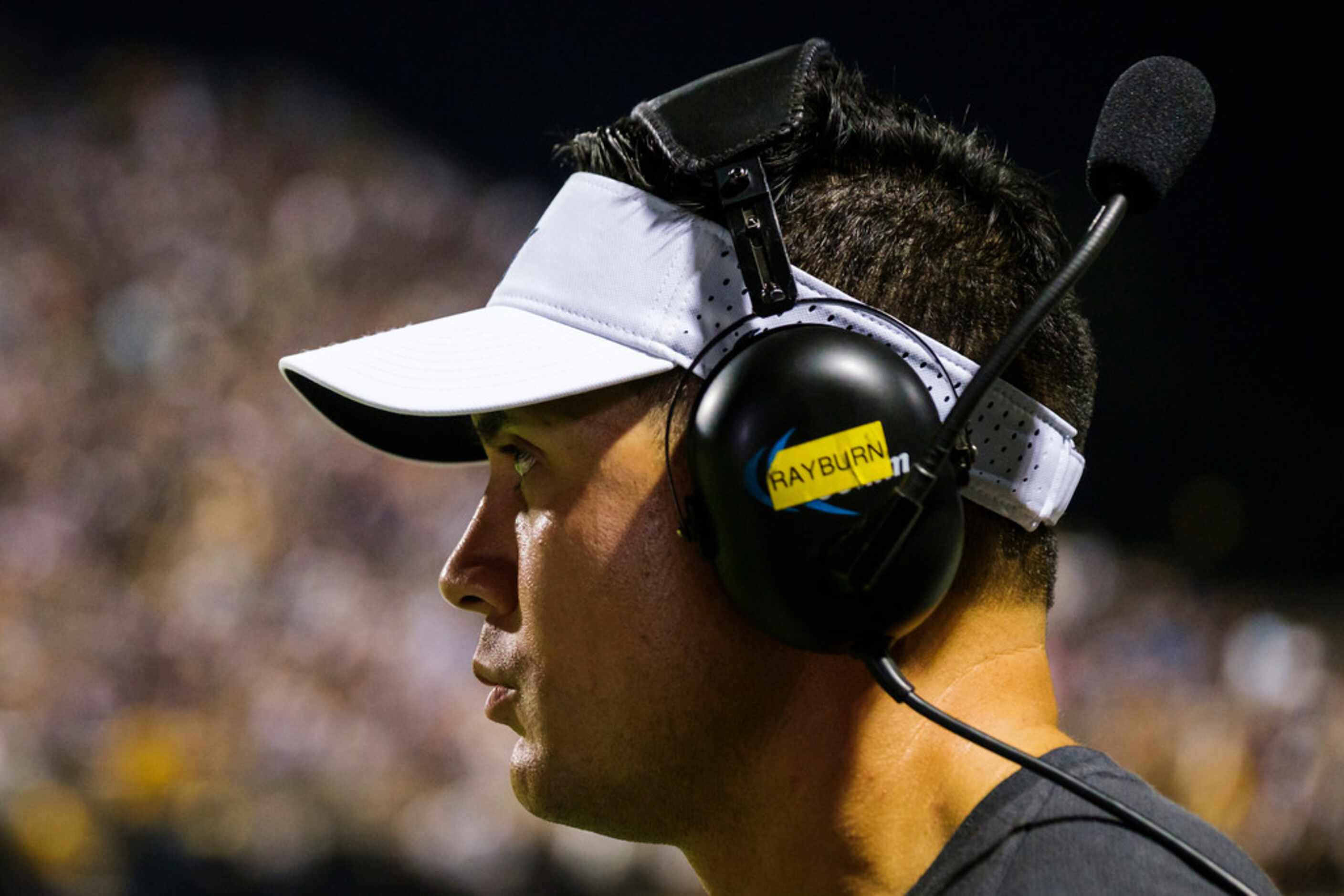 Frisco Lone Star head coach Jeff Rayburn watches from the sidelines during a high school...