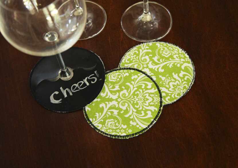 Coasters can be slipped on stemware to help guests keep track of their drinks. The cotton...