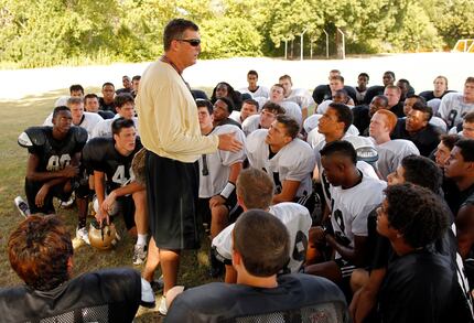 While head coach at Plano East, Randy Jackson talked with the team after practice in August...