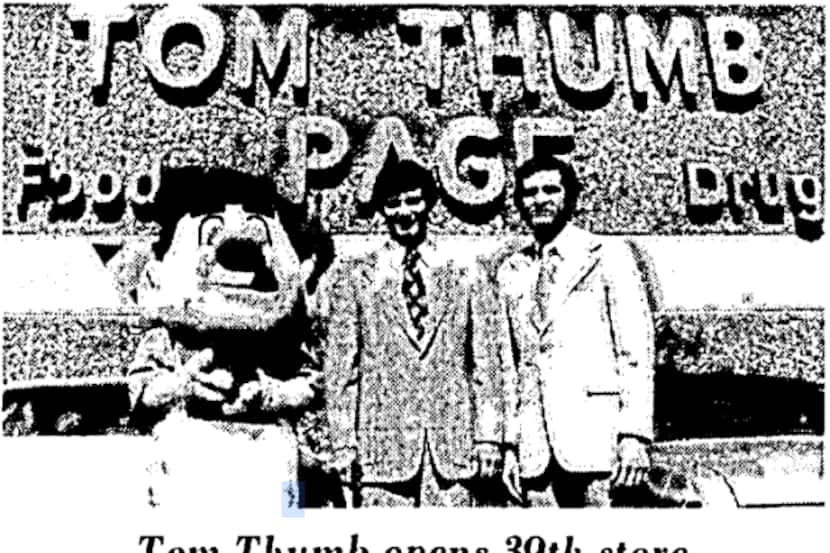 A 1977 Dallas Morning News article announcing the opening of Tom Thumb at Pepper Square.