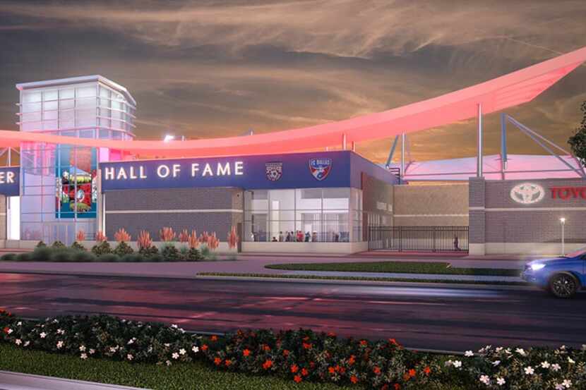 The most current mock up of the Main Street facade of the Toyota Stadium/Hall of Fame...