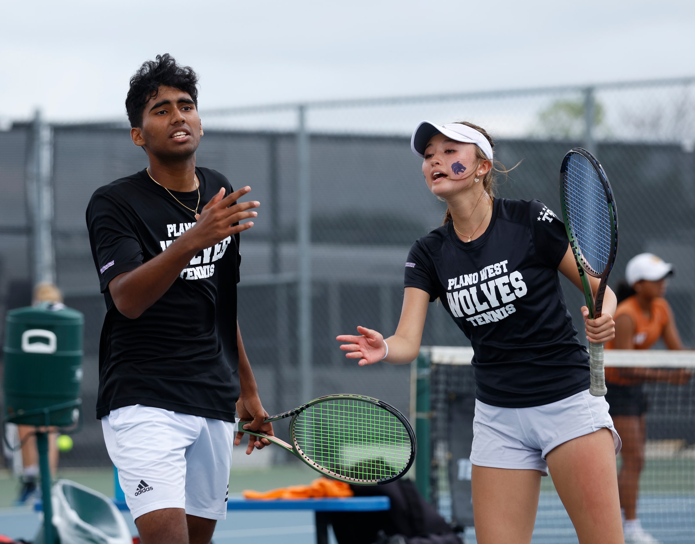 In 6A mixed doubles Plano West Anirudh Reddy reacts after a point against Egor Morozov/Kat...