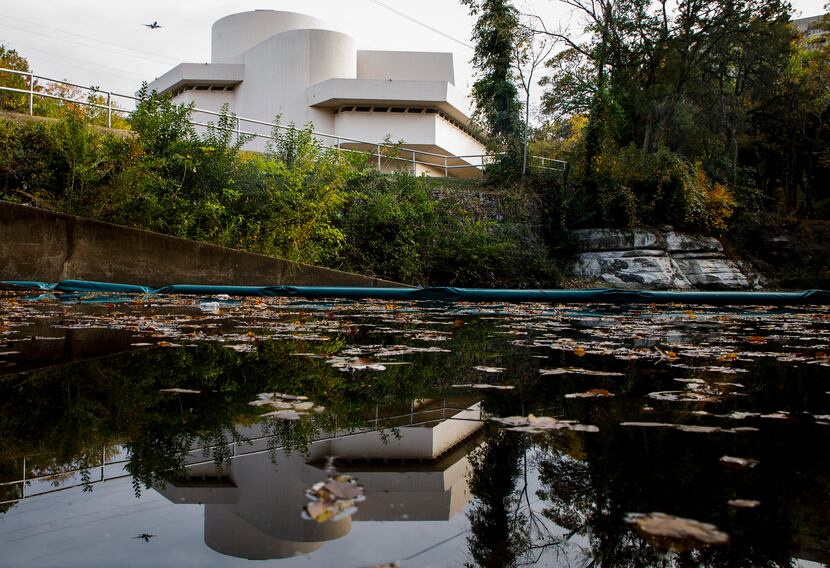 Kalita Humphreys Theater is seen from across Turtle Creek leading up to the theater, which...