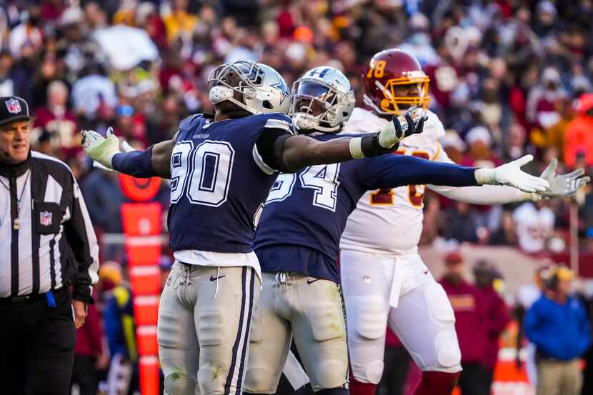 Dallas Cowboys defensive end Demarcus Lawrence (90) and defensive end Randy Gregory (94)...