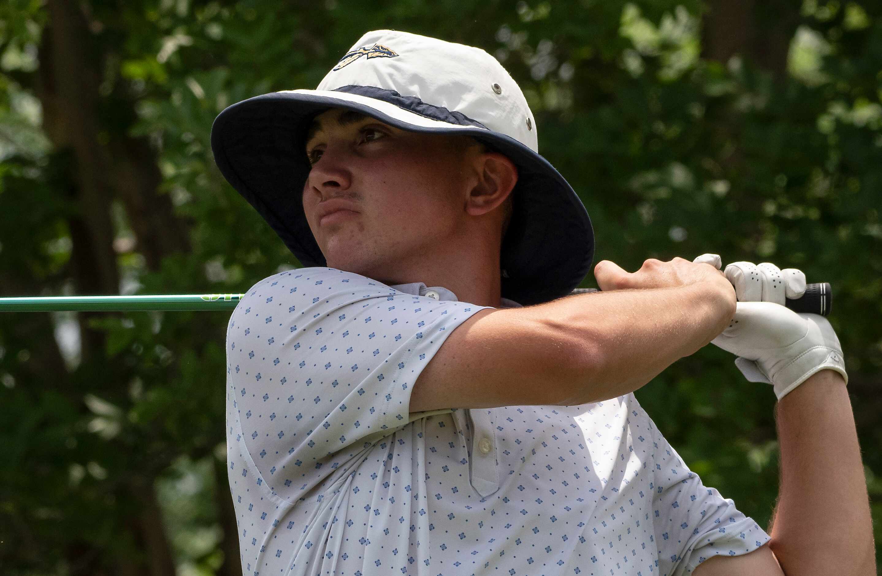 Keller Kaelen Dulany, tees off the 18th hole during the UIL Class 6A State Golf Championship...