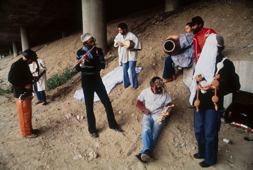 This Senga Nengudi piece is titled "Ceremony for Freeway Fets" (1978). Photographer is Quaku...