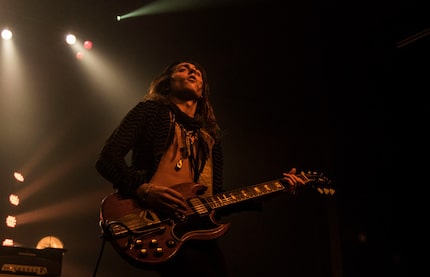 Guitarist Jake Kiszka, of Greta Van Fleet, performs at South Side Ballroom in Dallas on Oct....