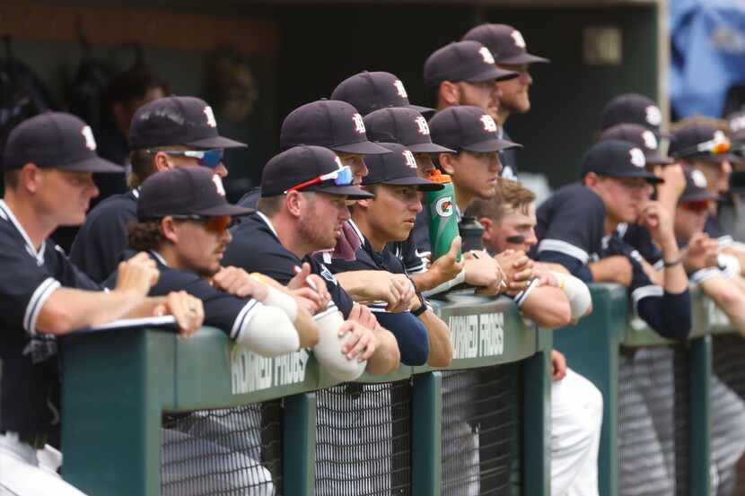 Dallas Baptist watches the action from the dugout against Oregon St. in the first inning...