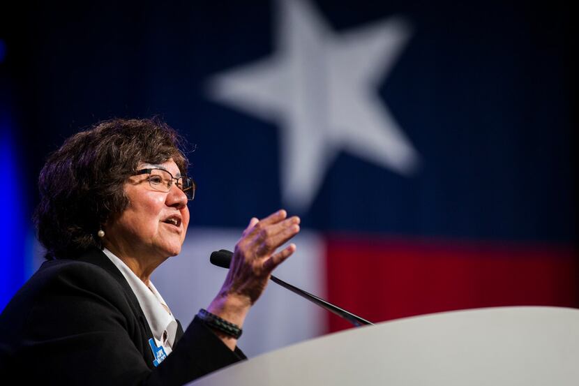 Gubernatorial candidate Lupe Valdez speaks during the Texas Democratic Convention on Friday,...